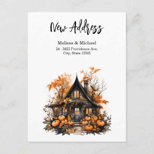 Haunted House with Pumpkins Halloween New Home Postcard