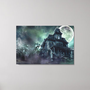 Haunted House Wrapped Canvas – Gothic Horror Print