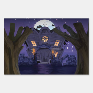 haunted house yard sign