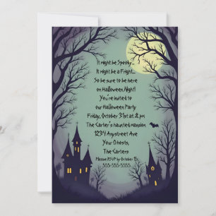 Haunted Houses and Spooky Trees Halloween Party Invitation