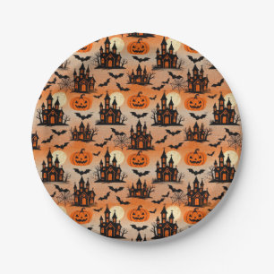 Haunted Houses Paper Plates