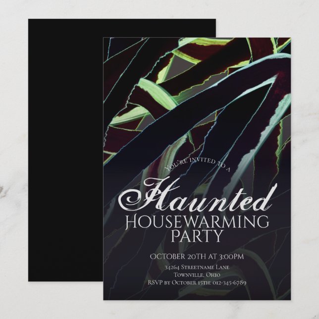 Haunted Housewarming Black Green Halloween Party Invitation (Front/Back)