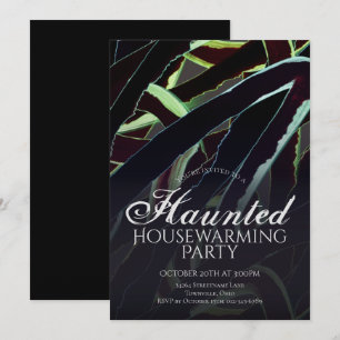 Haunted Housewarming Black Green Halloween Party Invitation