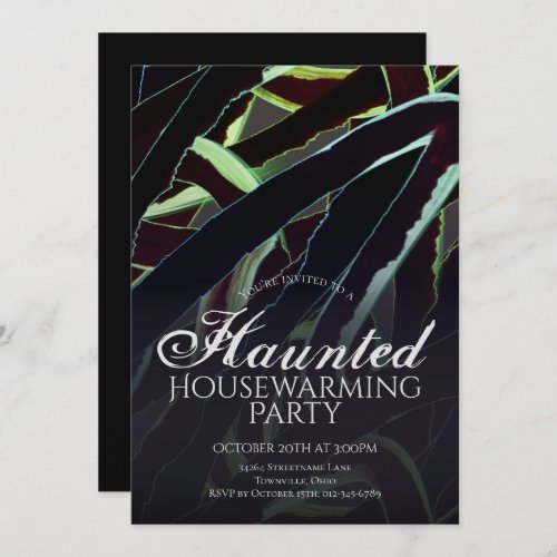 Haunted Housewarming Black Green Halloween Party Invitation