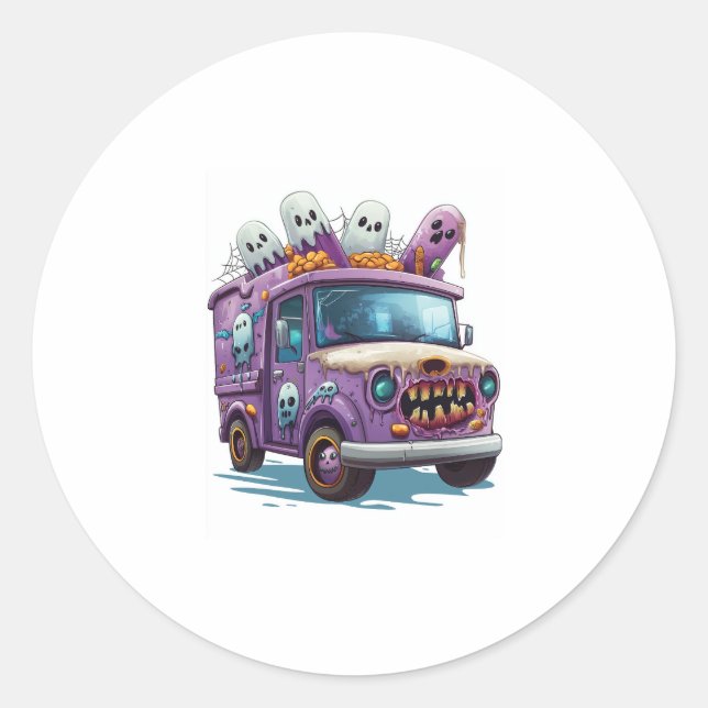  Haunted Ice Cream Truck Classic Round Sticker (Front)