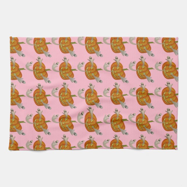 haunted jack o lantern kitchen towel (Horizontal)