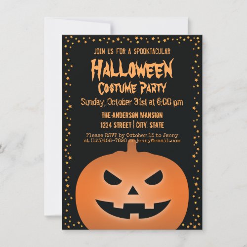 Haunted Jack O Lantern Pumpkin Halloween Party Invitation