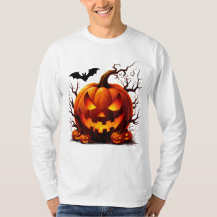 Haunted Jack O Lantern With Glowing Eyes 🎃 T-Shirt