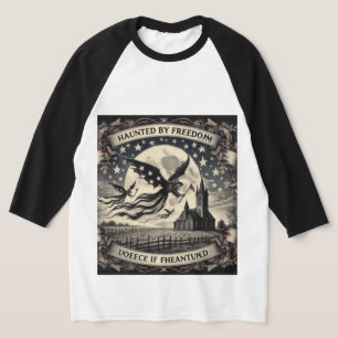 Haunted Liberty Castle: Flying Skeleton on Hallowe T-Shirt