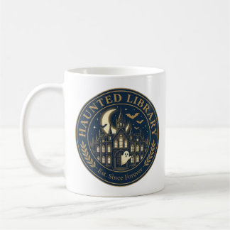 Haunted Library Bookish Halloween Ghost Badge Coffee Mug