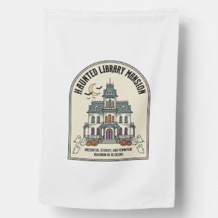 Haunted Library Salem Ghost Vintage Halloween_1 House Flag