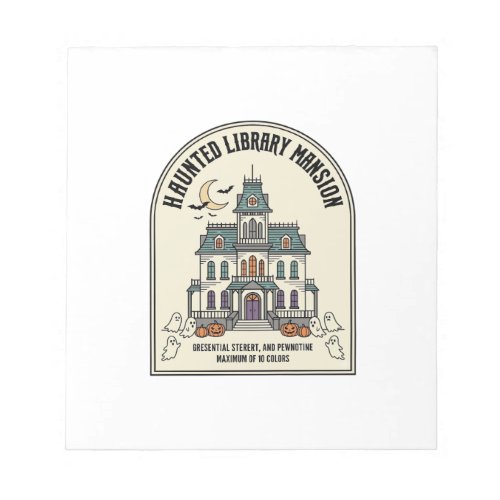 Haunted Library Salem Ghost Vintage Halloween_1 Notepad