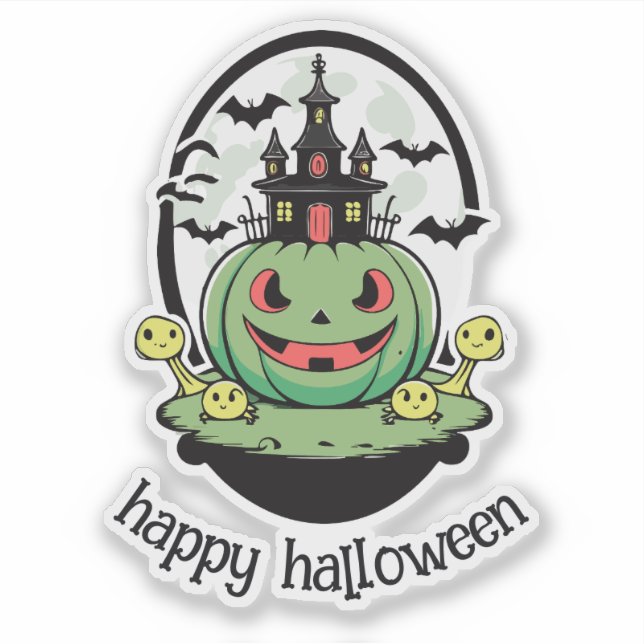 Haunted Mansion and Jack-o-Lantern Sticker (Front)