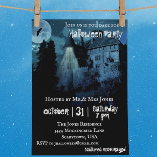 Haunted Mansion Castle House Night Halloween Invitation