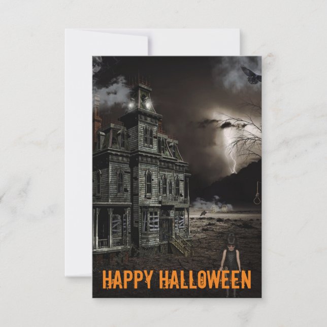Haunted Mansion Creepy Halloween Customizable Thank You Card (Front)