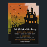 Haunted Mansion Eat Drink & Be Scary Halloween Invitation<br><div class="desc">Haunted House Invitation,  Eat,  Drink and Be Scary Invite with Bats and Graveyard.</div>
