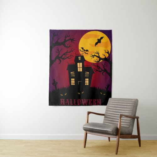 Haunted Mansion Halloween Tapestry