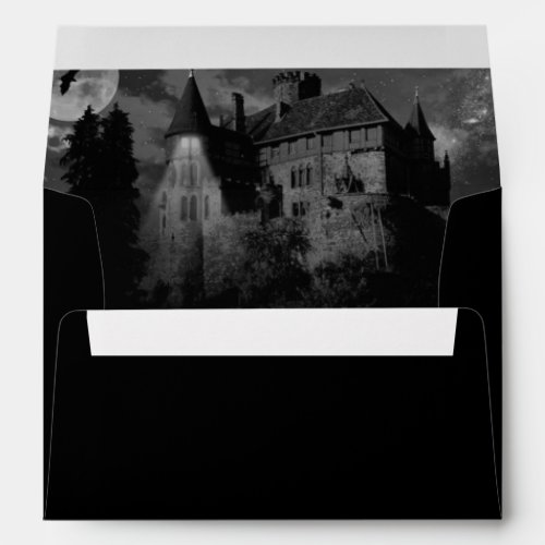 Haunted Mansion House Black White Wedding Envelope