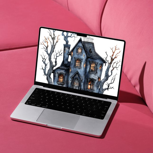 Haunted mansion house illustration HP laptop skin (Haunted mansion house illustration HP laptop skin)