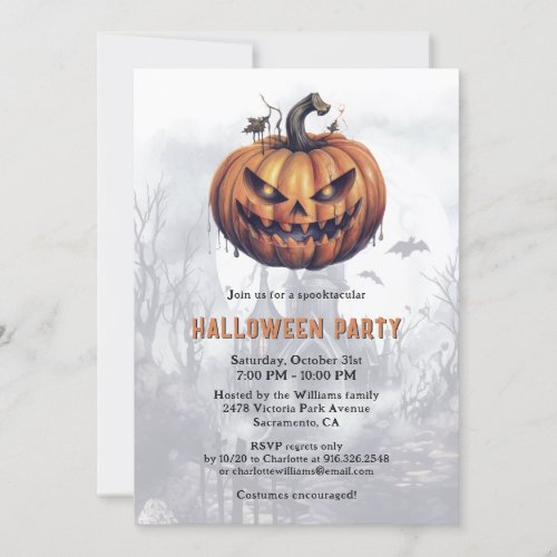 Haunted Mansion Spooky Pumpkin Halloween Party Invitation