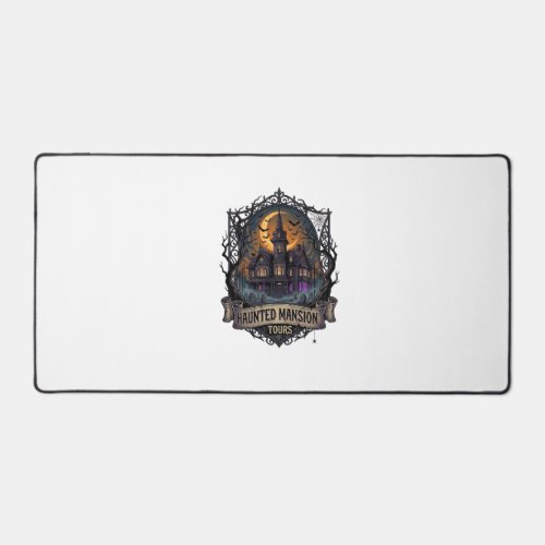 Haunted Mansion Tours Halloween Gothic House Cresc Desk Mat