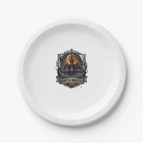 Haunted Mansion Tours Halloween Gothic House Cresc Paper Plates