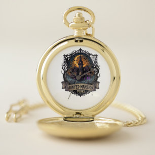Haunted Mansion Tours Halloween Gothic House Cresc Pocket Watch