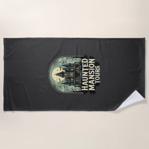 Haunted Mansion Tours Vintage Halloween Vector Beach Towel