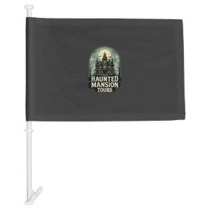 Haunted Mansion Tours Vintage Halloween Vector Car Flag