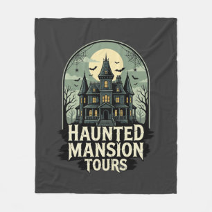 Haunted Mansion Tours Vintage Halloween Vector Fleece Blanket