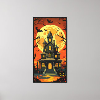 Haunted Mansion Under Full Moon Canvas Print