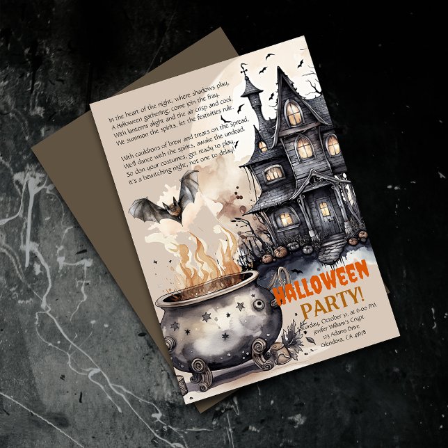 Haunted Mansion | Wicked Cauldron Poem Invitation (Elevate your upcoming event with uniquely spooky and captivatingly designed Halloween invitations!)