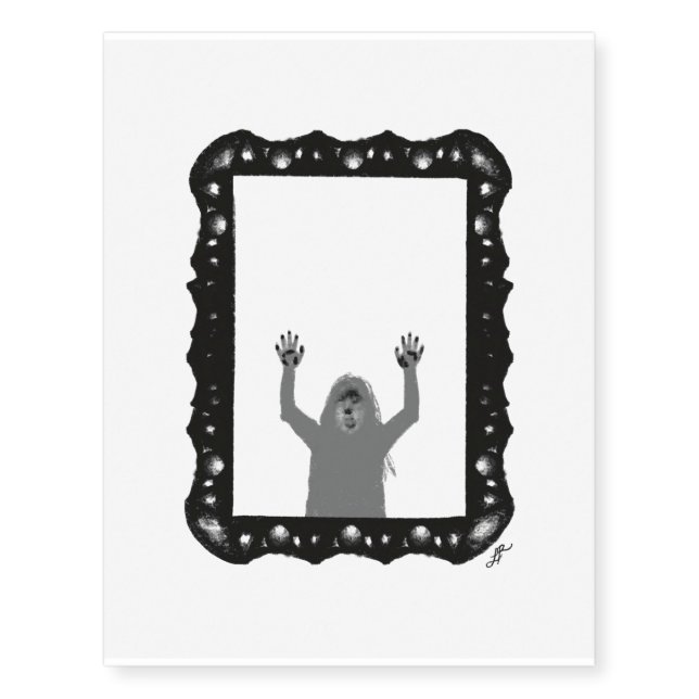 Haunted mirror scary temporary tattoo (Front)