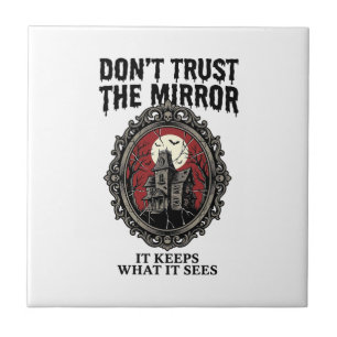 Haunted Mirror Shirt Vintage Engraving Gothic Hous Ceramic Tile