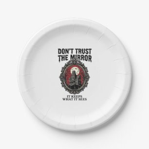 Haunted Mirror Shirt Vintage Engraving Gothic Hous Paper Plates