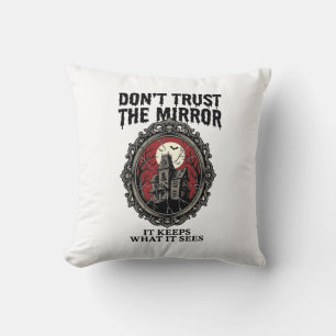 Haunted Mirror Shirt Vintage Engraving Gothic Hous Throw Pillow
