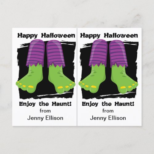 Haunted Monster Feet School Party Halloween Card