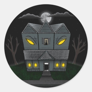 Haunted Monster House Classic Round Sticker