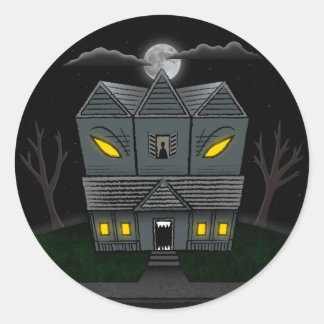 Haunted Monster House Classic Round Sticker