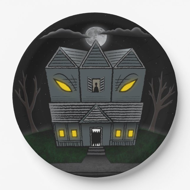Haunted Monster House Paper Plates (Front)