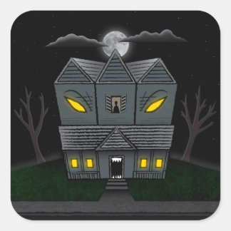 Haunted Monster House Square Sticker