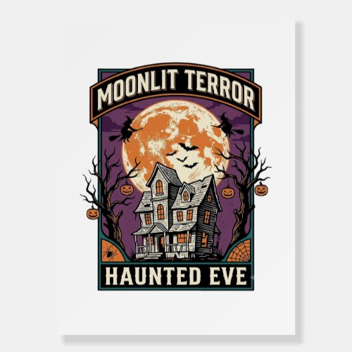 Haunted Moon Shirt Vintage Engraving Halloween Gra Foam Board