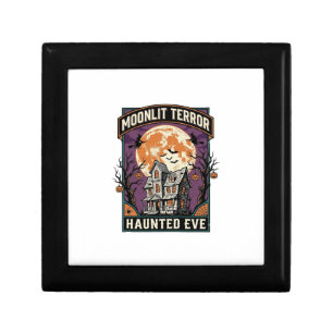 Haunted Moon Shirt Vintage Engraving Halloween Gra Gift Box