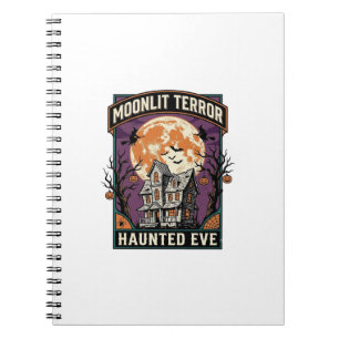 Haunted Moon Shirt Vintage Engraving Halloween Gra Notebook