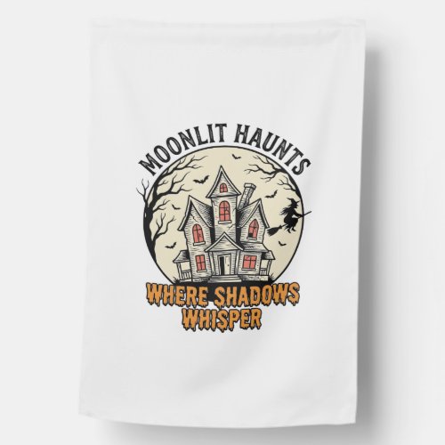 Haunted Moon Shirt Vintage Engraving Spooky House Flag