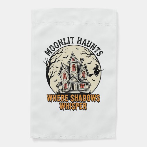 Haunted Moon Shirt Vintage Engraving Spooky House Garden Flag