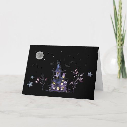 Haunted Moonlight Halloween Night Greeting Card