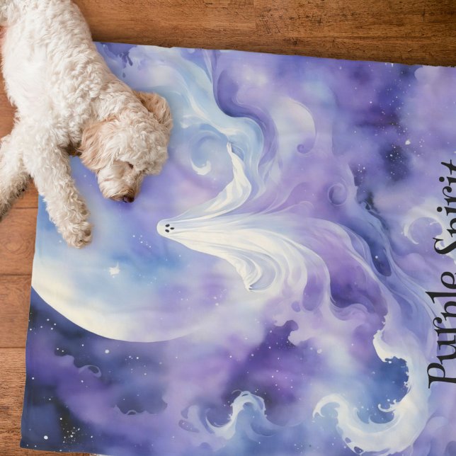 Haunted Night - Ghostly Spirit in the Stars Fleece Blanket (Creator Uploaded)