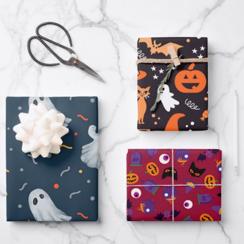 HAUNTED NIGHT HALLOWEEN WRAPPING PAPER SHEETS