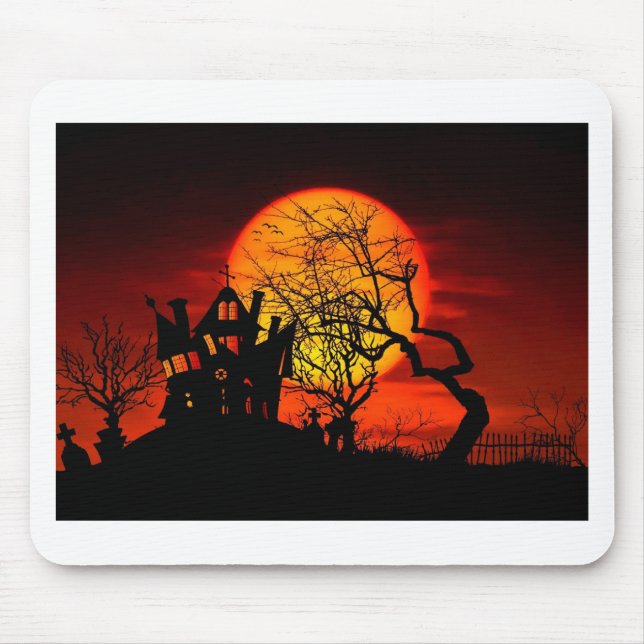 HAUNTED NIGHT, HAUNTED HOUSE! (Halloween) ~ Mouse Pad (Front)